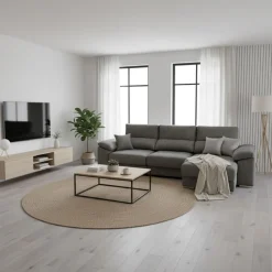 Sofá chaiselongue Calgary 3 plazas deslizante y reclinable tela Nevada 290 cm
