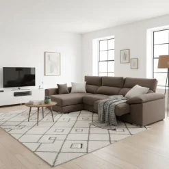 Sofá chaiselongue Calgary 3 plazas deslizante y reclinable tela Nevada 290 cm