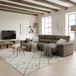 Sofá chaiselongue Calgary 3 plazas deslizante y reclinable tela Nevada 290 cm