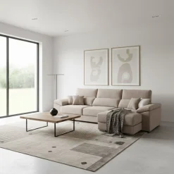 Sofá chaiselongue Calgary 3 plazas deslizante y reclinable tela sorrento 290 cm