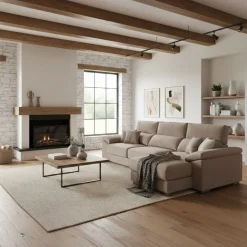 Sofá chaiselongue Calgary 3 plazas deslizante y reclinable tela sorrento 290 cm