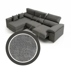 Sofá chaiselongue Calgary 3 plazas deslizante y reclinable tela Nevada 290 cm