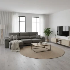 Sofá chaiselongue Calgary 3 plazas deslizante y reclinable tela Nevada 290 cm