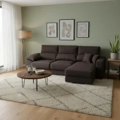 Sofá chaiselongue Calgary 3 plazas deslizante y reclinable tela Bergamo 290 cm