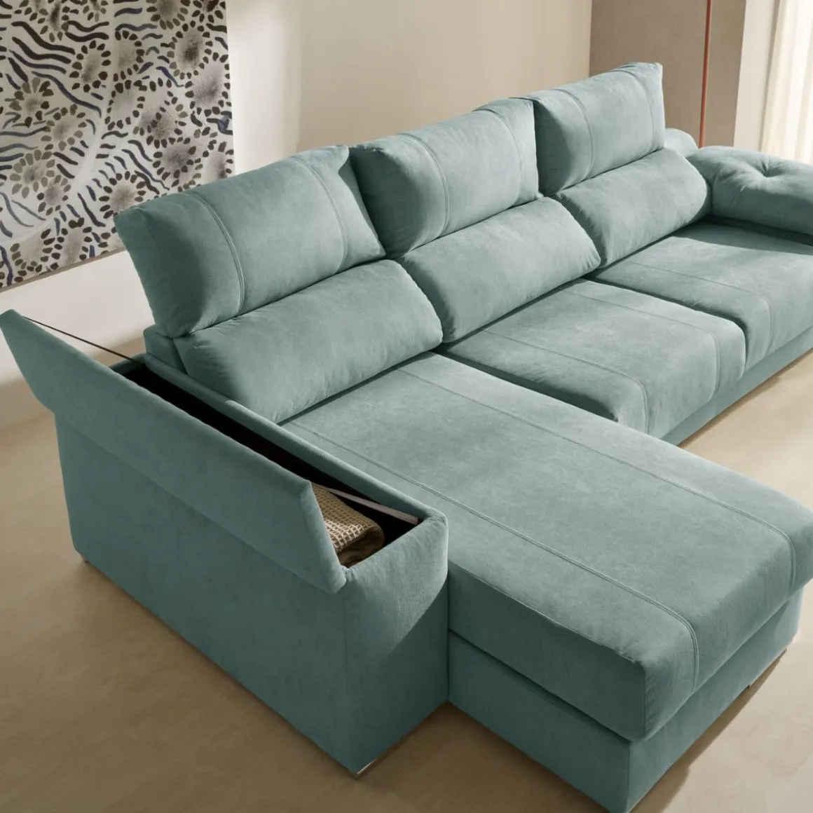 Sofá chaiselongue Corsa 3 plazas reclinable y deslizante 105x294x160 cm
