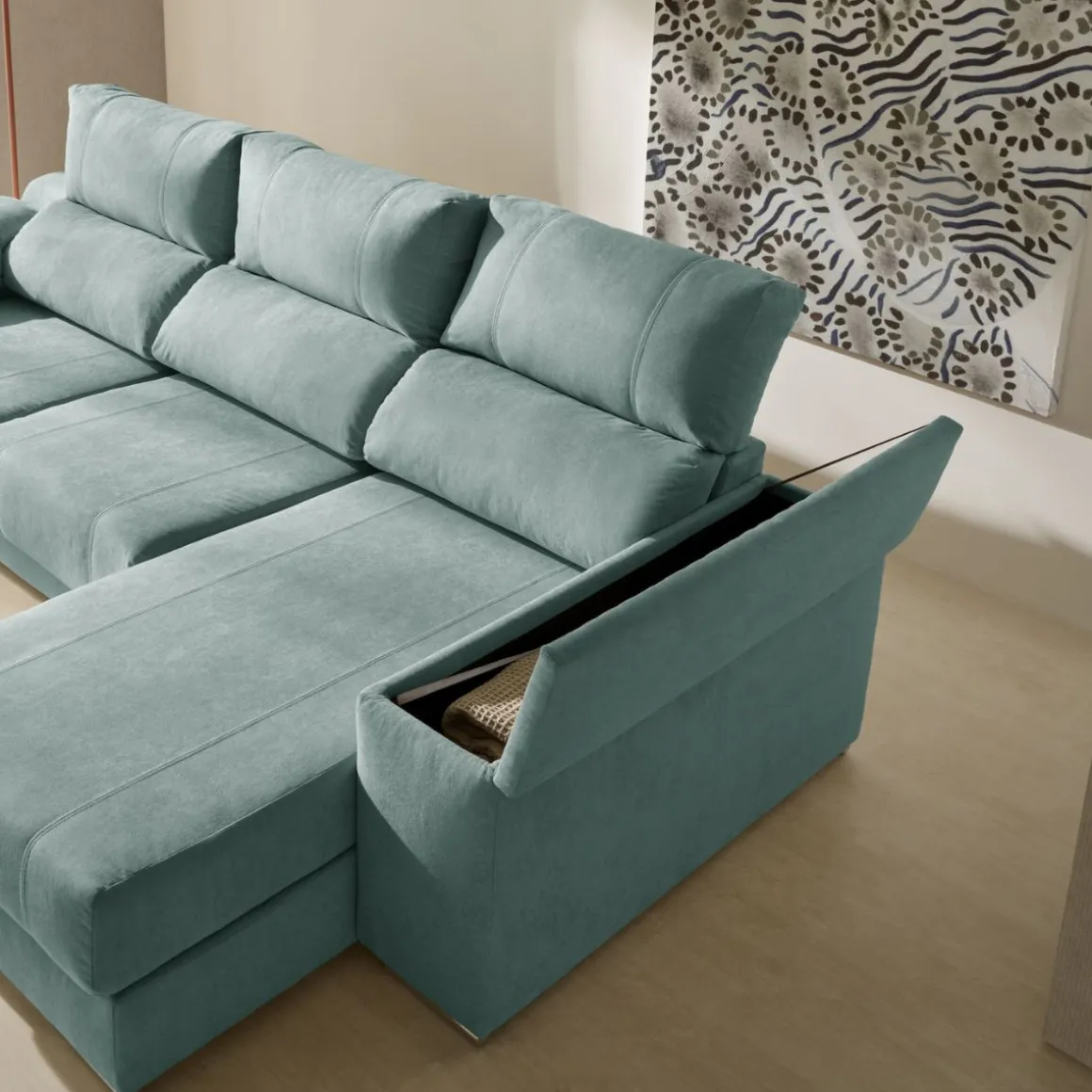 Sofá chaiselongue Corsa 3 plazas reclinable y deslizante 105x294x160 cm