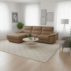 Sofá chaiselongue Danielle 3 plazas tela opera asientos deslizantes