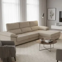 Sofá chaiselongue Danielle 3 plazas deslizante + cabezales reclinables 100x300x170 cm