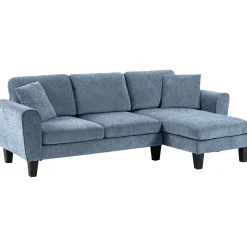 Sofá chaiselongue Diva Homcom 3 plazas reversible azul oscuro 87x230x138 cm