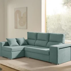 Sofá chaiselongue Esmeralda 3 plazas reclinable con puff 100x230x145 cm