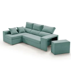 Sofá chaiselongue Esmeralda 3 plazas reclinable con puff 100x230x145 cm