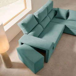 Sofá chaiselongue Esmeralda 3 plazas reclinable con puff 100x230x145 cm