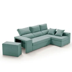 Sofá chaiselongue Esmeralda 3 plazas reclinable con puff 100x230x145 cm