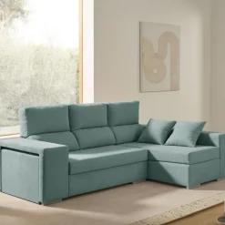 Sofá chaiselongue Esmeralda 3 plazas reclinable con puff 100x230x145 cm