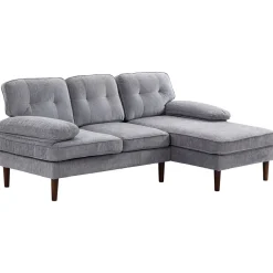 Sofá chaiselongue Kumo Homcom 3 plazas gris 88x215x142 cm