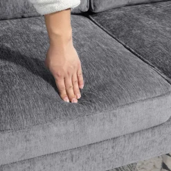Sofá chaiselongue Kumo Homcom 3 plazas gris 88x215x142 cm