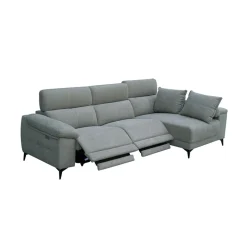 Sofá chaiselongue Londres 3 plazas derecha eléctrico gris 100x293x90 cm