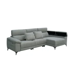 Sofá chaiselongue Londres 3 plazas derecha eléctrico gris 100x293x90 cm