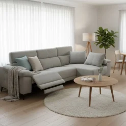 Sofá chaiselongue Londres 3 plazas derecha eléctrico gris 100x293x90 cm