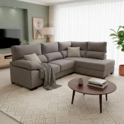 Sofá chaiselongue Meridien 3 plazas deslizante + reclinable tela Bronx 100x282x195 cm