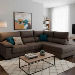Sofá chaiselongue Meridien 3 plazas deslizante + reclinable tela Nevada 100x282x195 cm