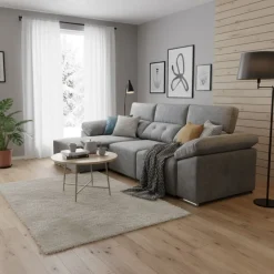 Sofá chaiselongue Montecarlo 3 plazas con 2 pufs 102x295x153 cm