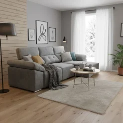 Sofá chaiselongue Montecarlo 3 plazas con 2 pufs 102x295x153 cm