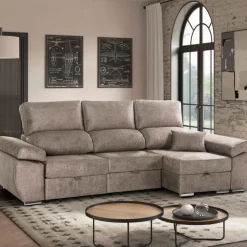 Sofá chaiselongue Índico 3 plazas con arcón
