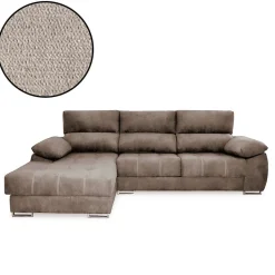 Sofá chaiselongue Paolo con USB tela Bronx 100x300x95 cm