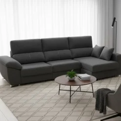 Sofá chaiselongue Ponza 3 plazas deslizante + cabezales reclinables 100x275x160 cm