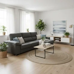Sofá chaiselongue Ponza 3 plazas deslizante y reclinable tela Nevada 275 cm