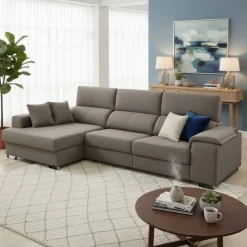 Sofá chaiselongue Sidney 3 plazas deslizante y reclinable tela Bronx 285 cm