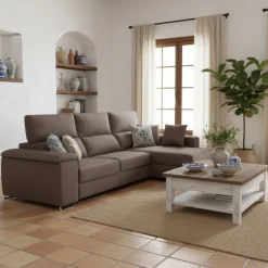 Sofá chaiselongue Sidney 3 plazas deslizante y reclinable tela Nevada 285 cm