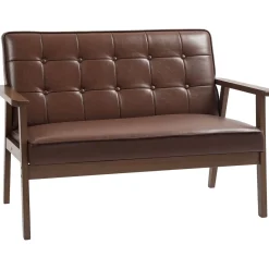 Sofá Como Homcom 2 plazas marrón 81x115x70 cm