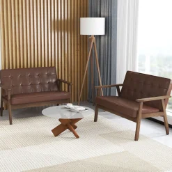 Sofá Como Homcom 2 plazas marrón 81x115x70 cm
