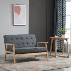 Sofá Craik Homcom 2 plazas patas antideslizantes gris 78x113x67 cm