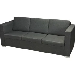 Sofá de 3 plazas Mina tapizado tela gris oscuro 78x191x73 cm