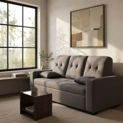 Sofá Egeo 3 plazas tapizado tela Malmo gris 96x188x82 cm