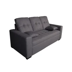 Sofá Egeo 3 plazas tapizado tela Malmo gris 96x188x82 cm