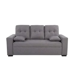 Sofá Egeo 3 plazas tapizado tela Malmo gris 96x188x82 cm