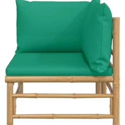 Sofá esquinero de jardín estructura de bambú 65x69x69 cm