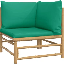 Sofá esquinero de jardín estructura de bambú 65x69x69 cm