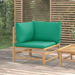 Sofá esquinero de jardín estructura de bambú 65x69x69 cm
