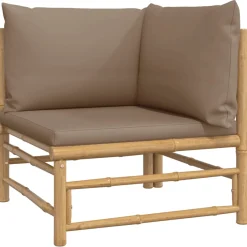 Sofá esquinero de jardín estructura de bambú 65x69x69 cm
