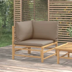 Sofá esquinero de jardín estructura de bambú 65x69x69 cm