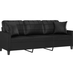Sofá Fenix 3 plazas con cojines negro 80x198x77 cm