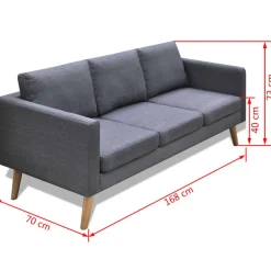 Sofá Forth 3 plazas tapizado de tela 73x168x70 cm