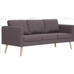 Sofá Heidi 3 plazas con patas elevadas gris taupé 73x168x70 cm