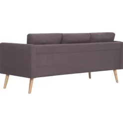 Sofá Heidi 3 plazas con patas elevadas gris taupé 73x168x70 cm
