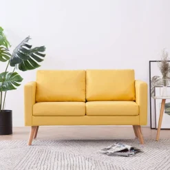 Sofá Heidi 2 plazas con patas elevadas amarillo 73x116x70 cm